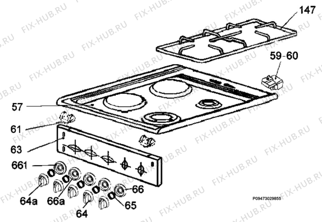 Взрыв-схема плиты (духовки) Electrolux EKM5004 - Схема узла Section 4